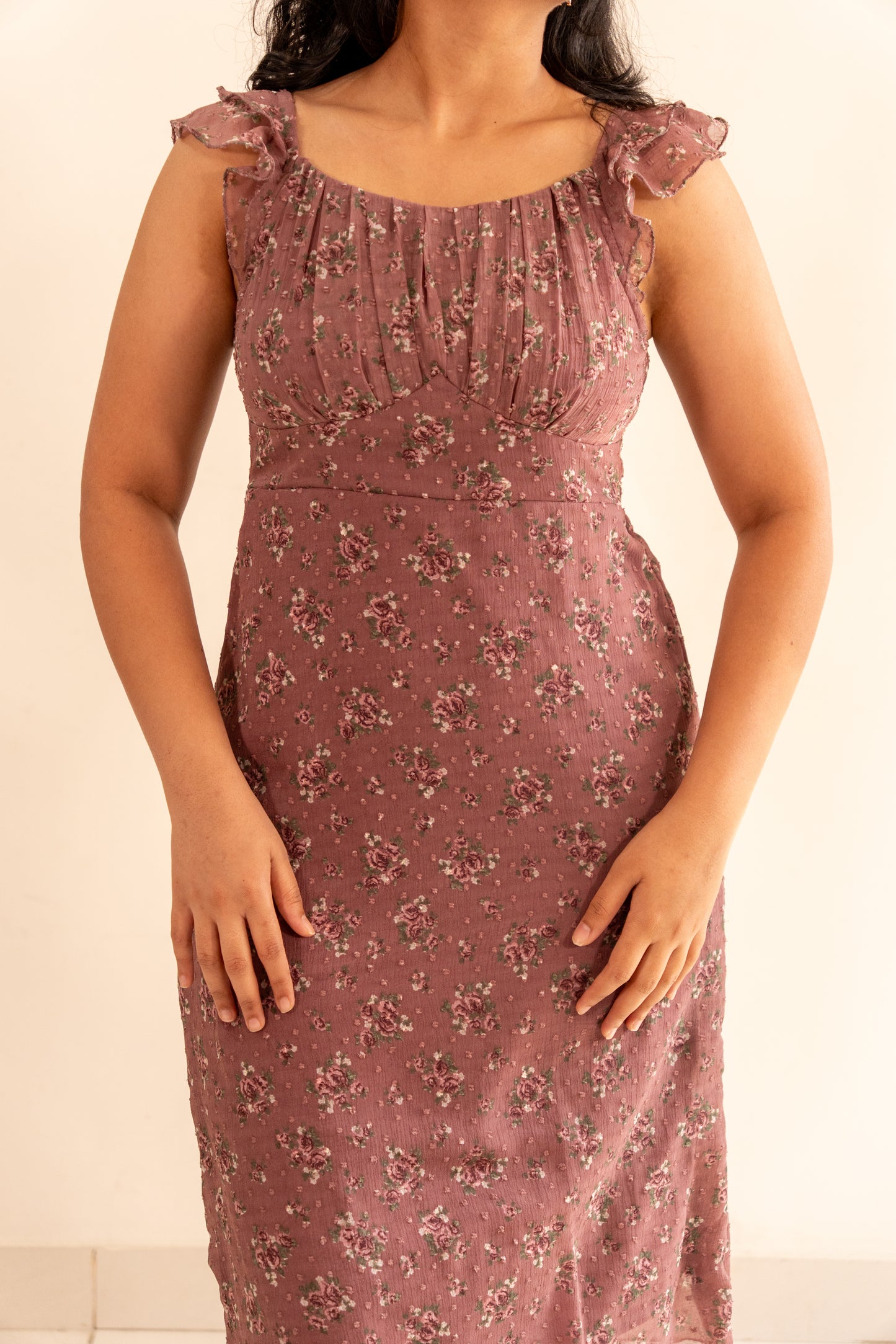 Rosewood Ruffle Midi Dress