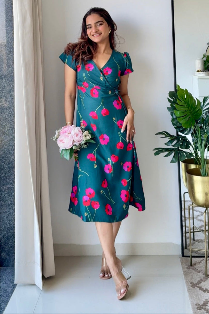 Gia Green Wrap Dress