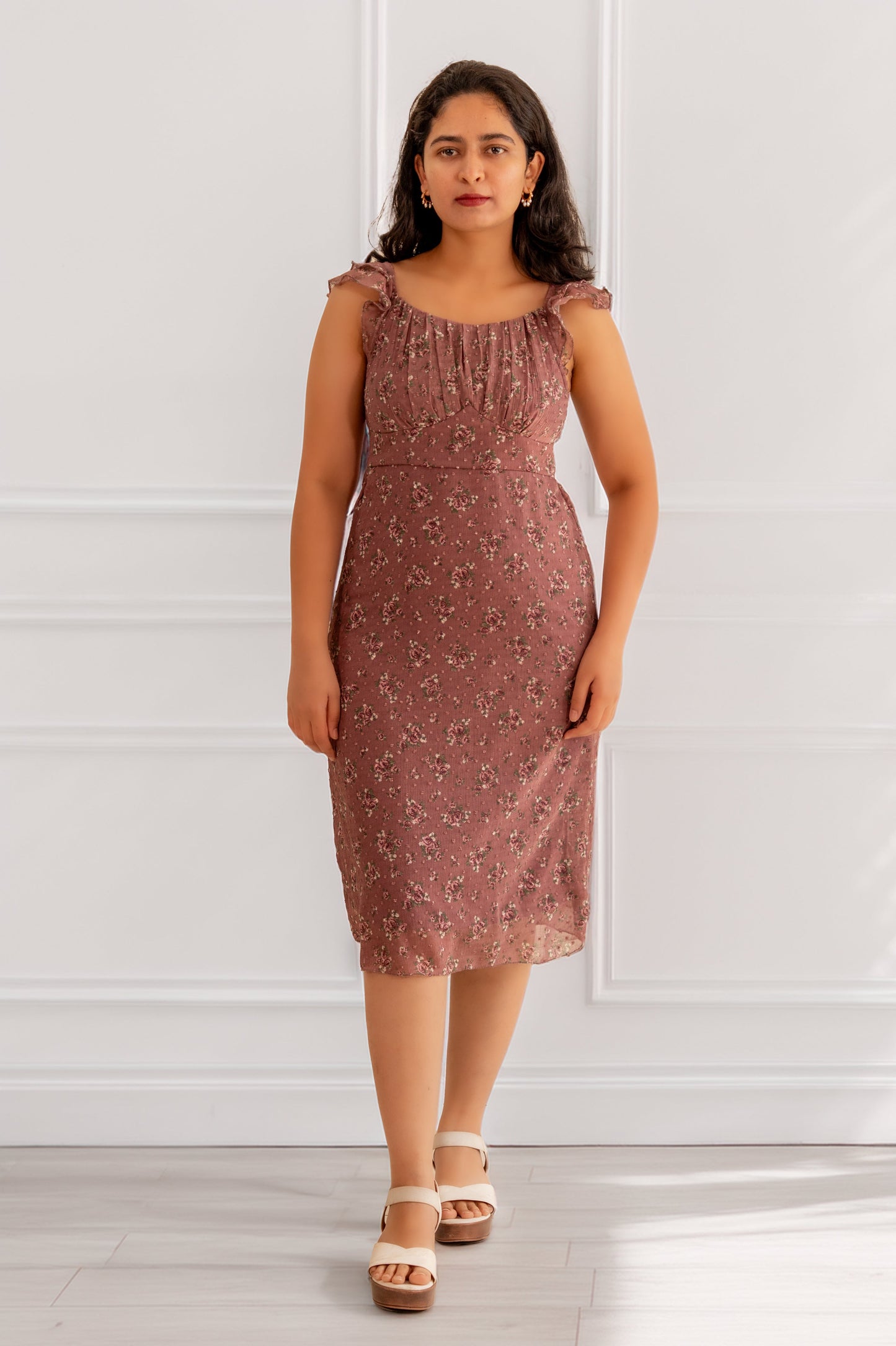 Rosewood Ruffle Midi Dress