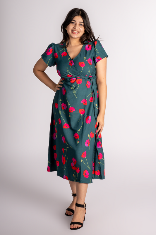 Gia Green Wrap Dress